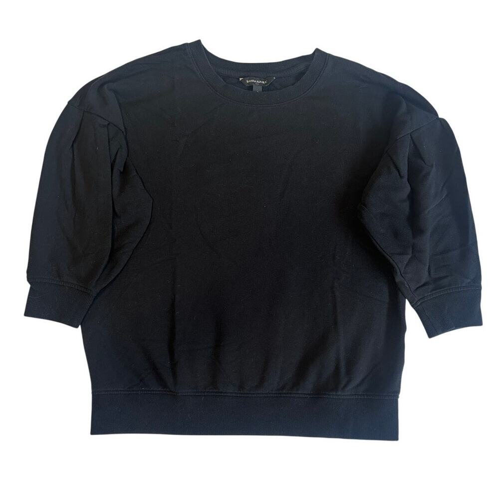 Banana Republic Black Short Sleeve Comfort Stretch Sweatshirt Top Size S